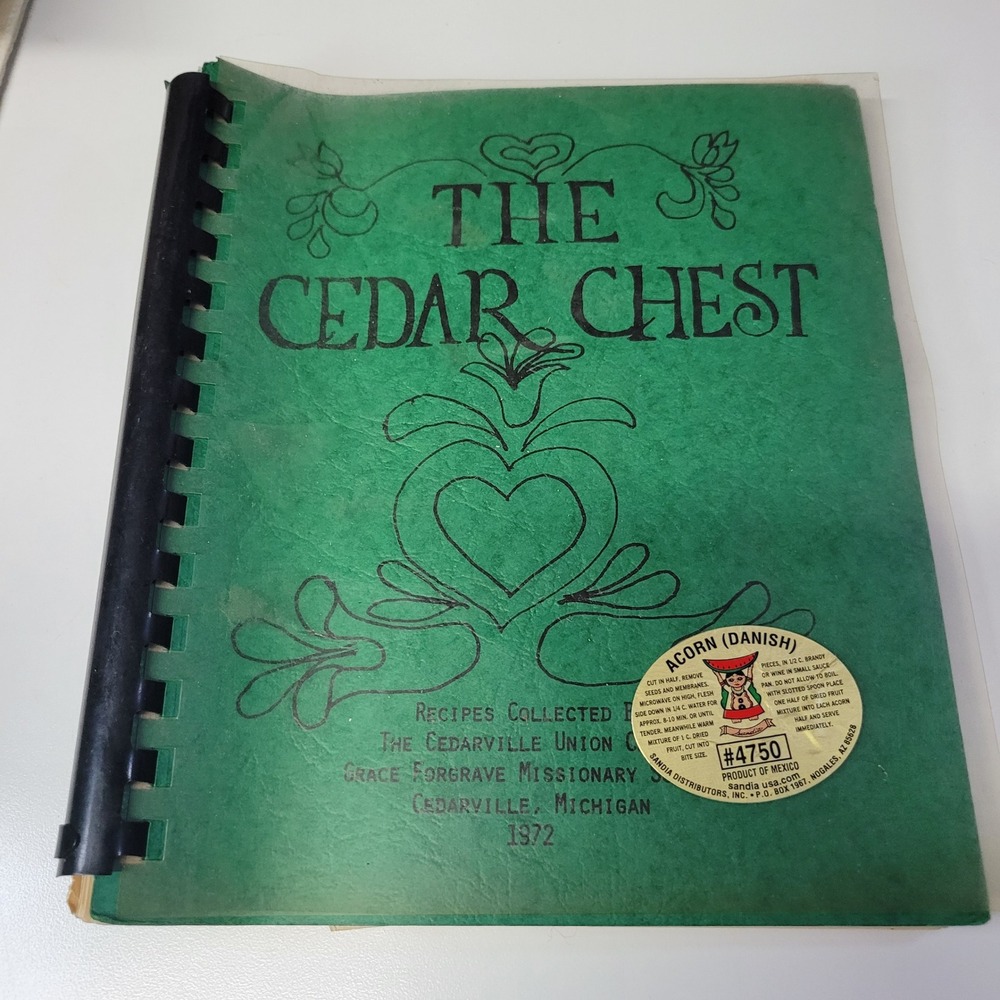 1972 The Cedar Chest Cedarville Michigan Church Cookbook Grace Forgrave